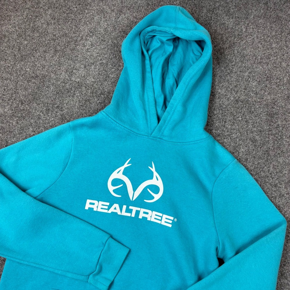 Realtree Kids Boys Size XL Hoodie Blue Antler Logo Sweatshirt Barrier Reef